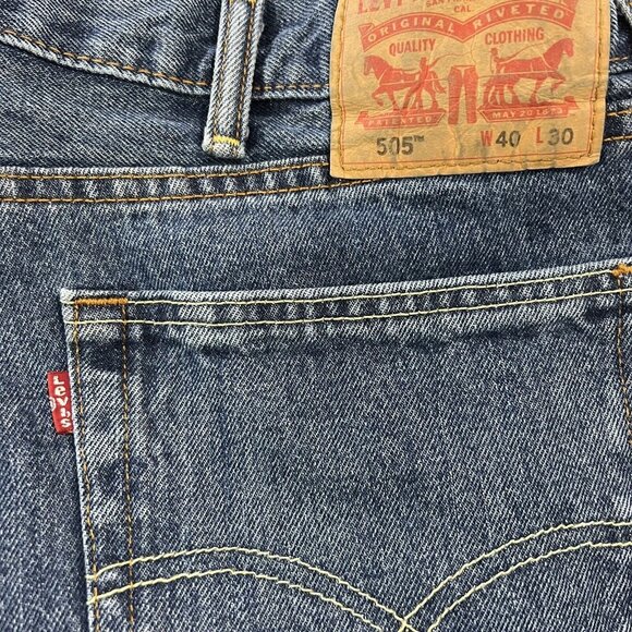 Levis Mens 505 Straight Leg Jeans W40 L30 Dark Wash Denim - Picture 5 of 12